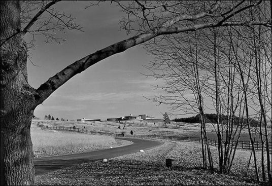 A. Conger Goodyear House, Old Westbury, N.Y.
Edward Durell Stone  Photographer: Ezra Stoller &copy; Esto Once situated on 100 wooded acres, the south-facing hilltop house now sits on a five-acre plot.