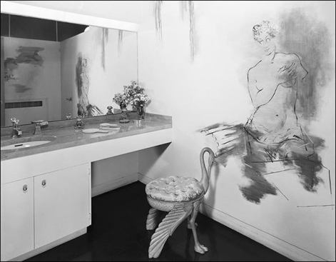 A. Conger Goodyear House, Old Westbury, N.Y.
Edward Durell Stone  Photographer: Ezra Stoller &copy; Esto “Mr. Goodyear had, through a long period, collected excellent paintings, china, glass and period furniture which we combined with modern furniture. It all looked beautiful together, for well-designed things are harmonious regardless of their epoch. I had heeded Mr. Luce's admonishment about simple arithmetic—not only did I meet Mr. Goodyear's budget, but there was twenty-five dollars left over.” –Edward Durell Stone, 
The Evolution of an Architect