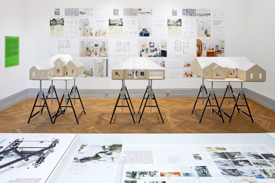 The "Smuggling Architecture" exhibition, which was on display at the Swiss Architecture Museum in Basel, updates three suburban home plans with subtle architectural tweaks.