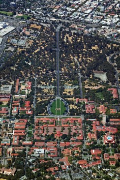 Stanford’s campus (the Main Quad is immediately below the green oval)