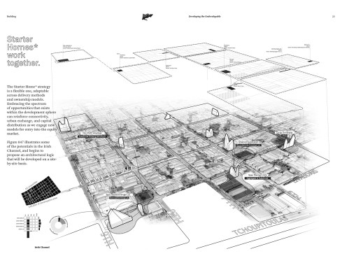 OJT’s Starter Home research proposes reconceptualizing the thousands of empty and irregularly shaped lots in New Orleans to be viable for development by “embracing fluidity” of residential design, structural orientation, layout, and square footage.