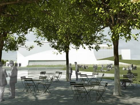 Pavilions with trees