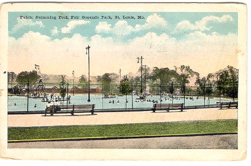 1920s postcard of Fairgrounds Park pool.