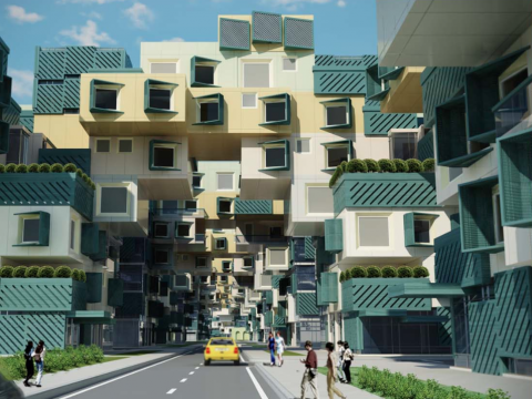 Author Marwa al Sabouni and Khaled Komee's proposal for Homs, which was the top entry for Syria in UN-Habitat's 2014-2015 Mass Housing Competition.