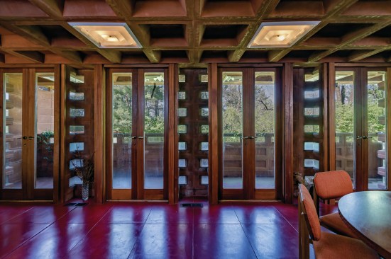 The interior of Frank Lloyd Wright's T.A. Pappas House in Town and Country, Mo.