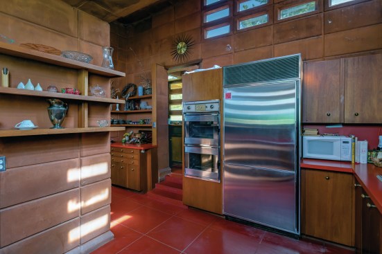 The kitchen of Frank Lloyd Wright's T.A. Pappas House in Town and Country, Mo.