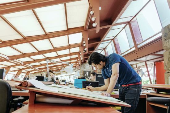 Students at the School of Architecture at Taliesin, formerly called the Frank Lloyd Wright School of Architecture