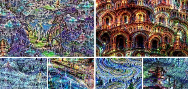 Fantastical images, or "dreams," generated iteratively from random noise data using an artificial neural network trained to recognize places that was developed by MIT's Computer Science and Artificial Intelligence Laboratory.
