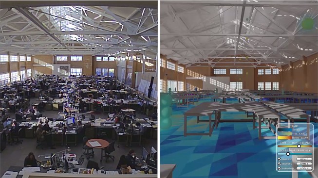 Using sun-path data, building location, and modeling software, KieranTimberlake created a visualization of how sunlight would move through and illuminate an interior space.