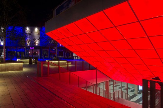 Designed by the Office for Metropolitan Architecture, the City Mall in Almere, Netherlands, uses Rosco's Custom LitePad RGB luminaires for a feature staircase.