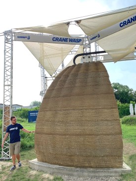 TECLA 3D printed earth wall section by Crane WASP