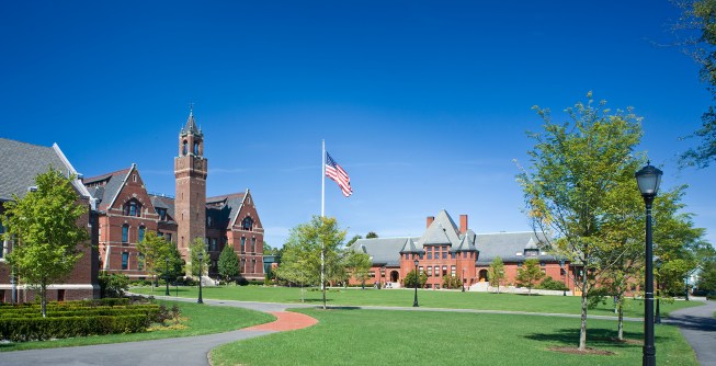 Thayer Academy's original building (left) dates to 1876