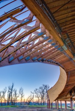 A secondary structure of 3D frames spaced 1 or 2 feet on center provide the armature for the Barn's skin
