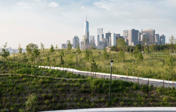 View of Freedom Tower and downtown Manhattan.