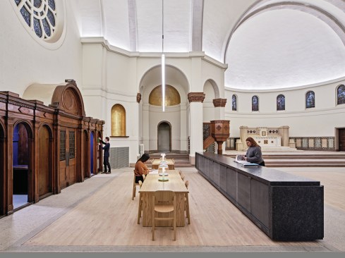 Interior view of the Little Village Library, curated by Asmaa Walton. located in the Shepherd.