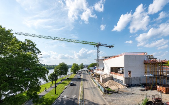 View of construction from south.