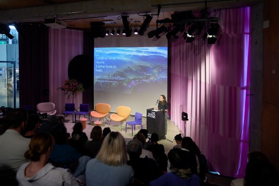 Megan Suau of Mass Design Group presenting at the Rotterdam event.
