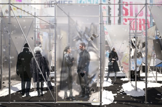 Lui and Reschke collaborated with New York–based designer Andrew Heumann on this 2017 Times Square Valentine Heart Design Competition proposal. Constructed like a scaffolding system, the team hoped to evoke movie theaters of the 1960s and 1970s that “allowed for romantic encounters in an era of necessary anonymity.”