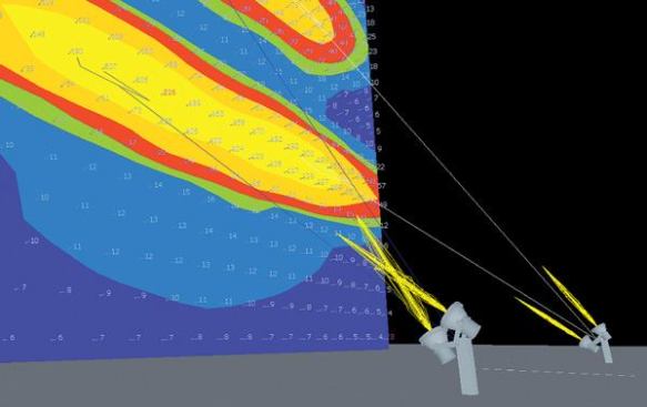 Lighting software calculation program DIALux includes a comprehensive manufacturer product library, which permits lighting designers to calculate the luminance and illuminance for specific fixtures.