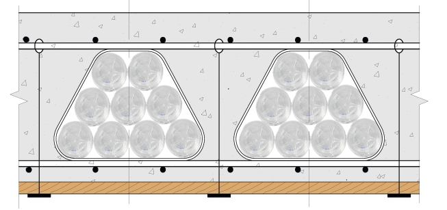 System using plastic bottles stacked horizontally