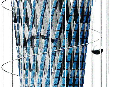 Solar tube density varies on the different faces of the tower. The highest concentration is on the south façade, in an effort to harness the maximum amount of solar energy to convert to steam power.
