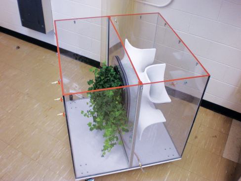 Assembled modules are placed in a testing chamber to measure the air-cleaning power of different plant species and the overall effectiveness of the system.