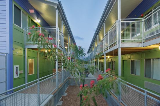 A new walkway system connects all the units on both floors.