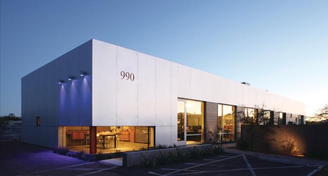 An aluminum rainscreen system was installed over highly insulated walls.

