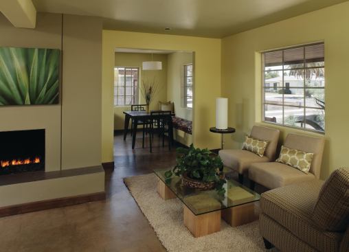 PAINT Green Street selected zero-VOC EcoShield interior paint by Dunn-Edwards. The Green Sealcertified formula is free of ethylene glycol, a dangerous and odorless solvent common to even some low-VOC paints, says the firm, and has practically no odor. 888.337.2468. 
www.dunnedwards.com.   
WINDOWS Custom-made to meet historic preservation requirements, the homes Jeld-Wen Builders Vinyl windows are Energy Starrated and achieve a U-factor of 0.32. The companys LoE3-366 glass blocks 95% of ultraviolet rays, and the new TegraTite installation kit helps provide a tighter, more energy-efficient installation. 800.535.3936. 
www.jeld-wen.com.   
FLOORING EcoProcotes SoyCrete gave the concrete floors the variegated look of an acid stain. The soy-based, low-VOC formula, which is virtually odorless, bonds with the concrete without leaving behind a topical coating or film that contribute to premature wearing or peeling, according to the company. 877.366.7547. 
www.ecoprocote.com.