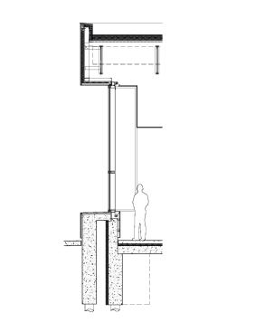Wall section integrates crash barrier, bullet resistance, solar shading and back ventilated wall cavity