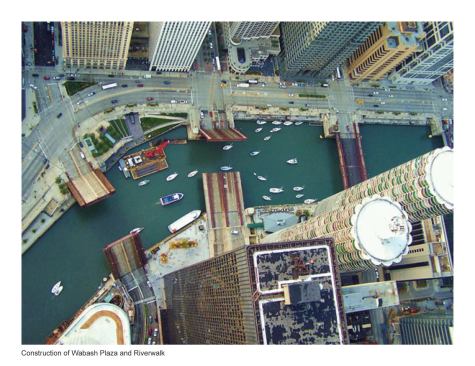 Aerial construction photo of Wabash Plaza