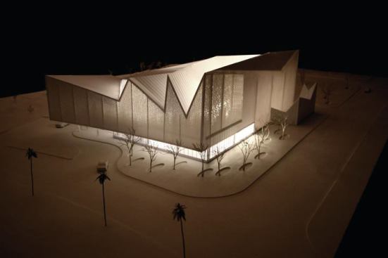 Building model, southwest corner.