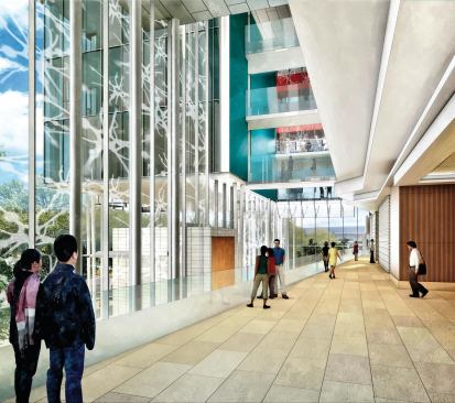 Interior rendering of atrium.