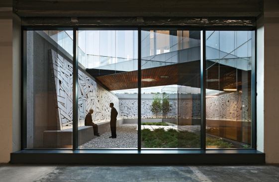 View into sunken garden