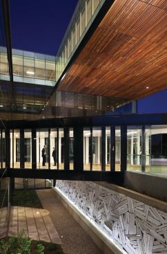 Entrance bridge over sunken garden