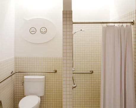 Restroom with artwork by May Tveit