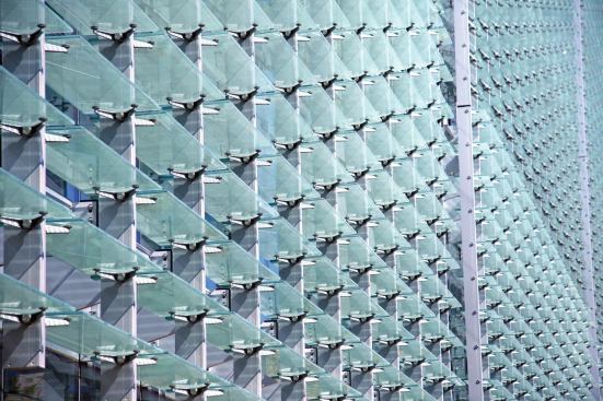 Solar sunscreen louvers in detail.