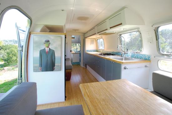 The 25-foot-long Airstream currently is parked on a residential site in Santa Barbara, Calif.