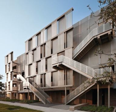 Exterior stairs and screens.

