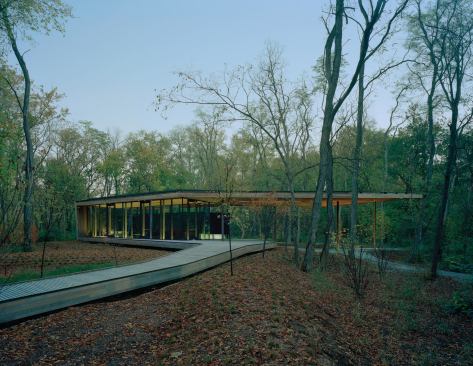 A paved path leads to the pavilion