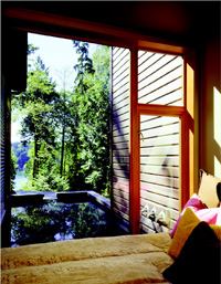 Custom Home Outdoors, Fall 2004 Reflective Study Architect/owner: Craig Mason, Seattle; Builder: Mike Fisher Construction, Bainbridge Island, Wash.   The study/nap niche in architect Craig Mason’s house looks out over a still reflection pool that abuts the window. Mason made sure the pool lined up squarely with a cedar-framed view of Puget Sound so that to someone lying on the fold-down guest bed, the pool appears to merge directly with the Sound below.