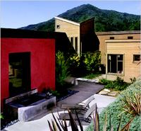 Custom Home Outdoors, Fall 2004 Water World  Architect: House and House, San Francisco; Builder: Innovation Builders, Emeryville, Calif.; Fountain consultant: David Goeppe, San Francisco; Landscape designer: Christine Swanson, Berkeley, Calif.   This private, Japanese-inspired courtyard warps around a waterfall-fed pool. The sound of the rushing water echoes off the three walls enclosing the courtyard, evoking a “Zen feeling that's not overpowering,” says project architect Amanda Hajjar.