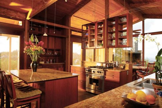 Residential Architect  March 2006  K + B Studio / Kitchen  Main Course   The kitchen is the command center for all public spaces within the home. "From the kitchen you can communicate with people in all of the nearby rooms and see out to all of the exterior spaces," Burke says.