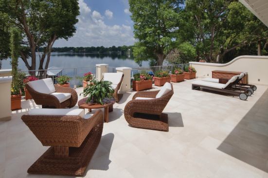 The upper roof deck has plenty of space for more private lounging.

