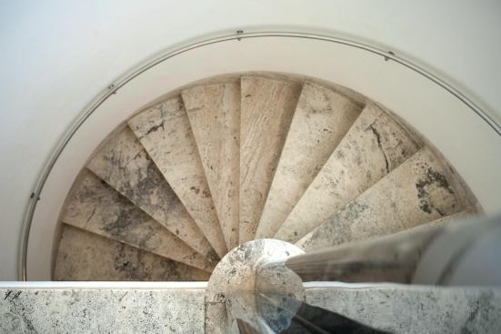 Staircase leading from street level to the main living area.