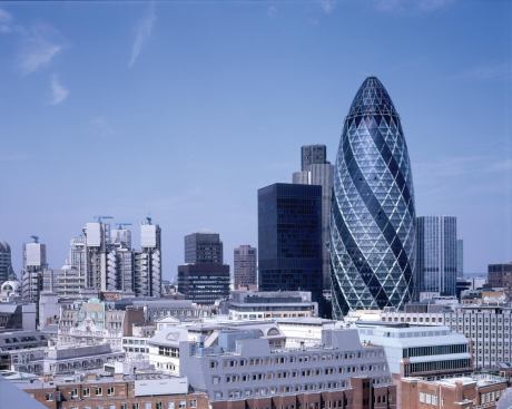 Swiss Re building on the London skyline.