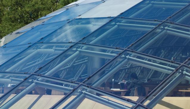 Detail of glazing from exterior.