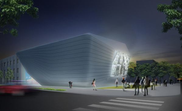 View of theater addition.