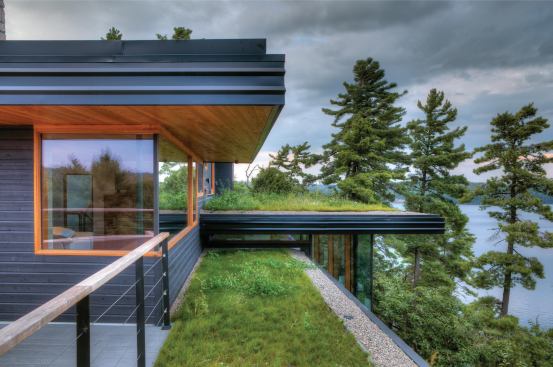Designed as an off-grid structure, Cliff House features a multilevel green roof.
