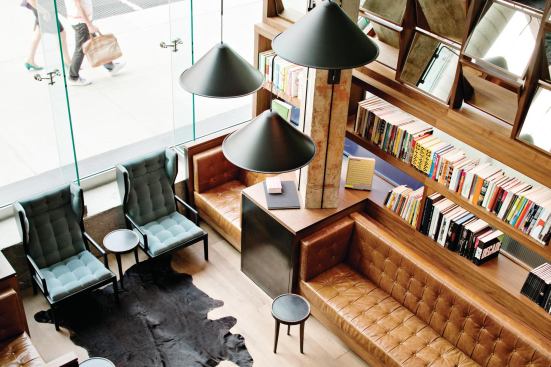 The hotel also offers residential-style spaces such as the sunken lounge and library on the ground floor.